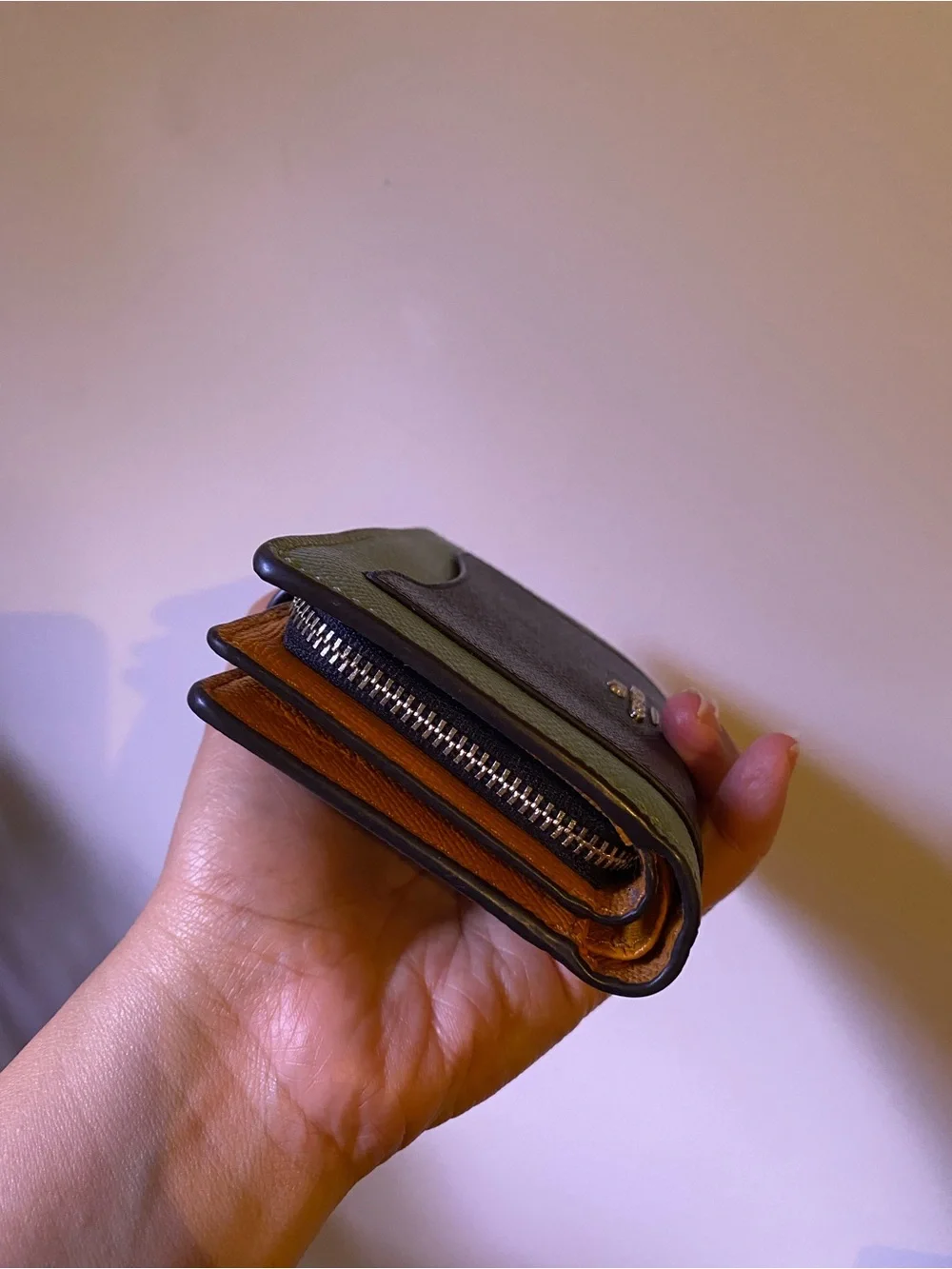 Coach Two-Tone Black and Green Leather Wallet